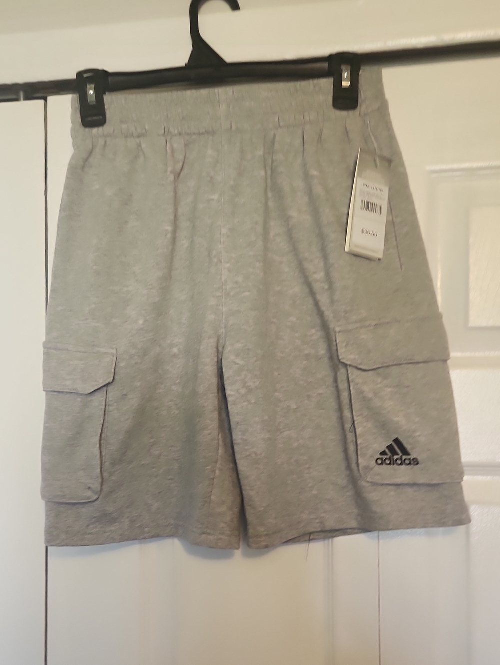adidas Nwt Boys Large Gray Cargo Fleece Shorts with Logo